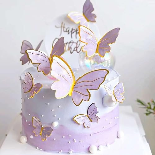 DERAYEE 21 Stück Schmetterling Kuchendekoration Happy Birthday Cake Topper