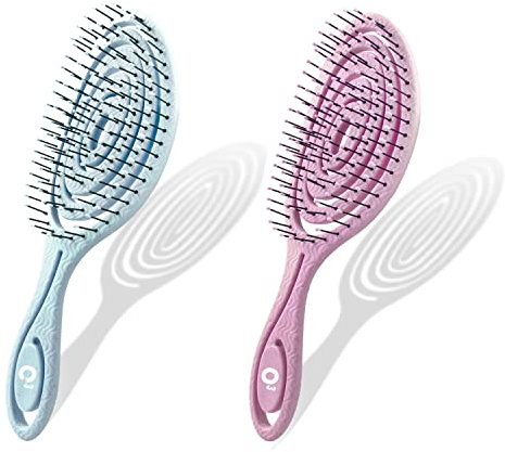 Cepillo Antitirones 2 Unidades - Cepillo Pelo Antirotura - Cepillo Pelo Antitirones - Masajeador Peine Desenredante - Para Pelo Seco y Mojado (Azul y Rosa)