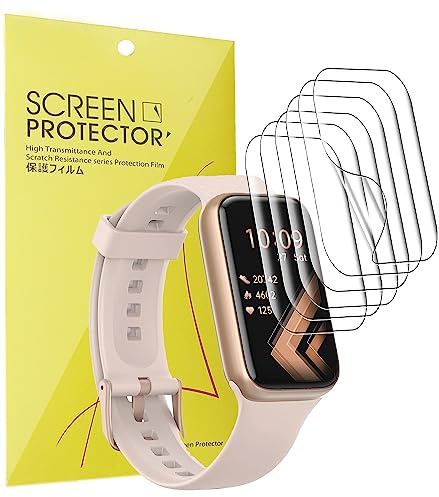 Compatible con Muzaria Fitness Tracker, protector de pantalla táctil de 1.45 pulgadas, [paquete de 6] Película transparente de TPU de cobertura completa compatible con Muzaria FT816HR Smart Watch 1.45