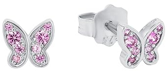 s.Oliver Ohrstecker 925 Sterling Silber Mädchen Kinder Ohrschmuck, mit Zirkonia synth, Schmetterling, Kommt in Schmuck Geschenk Box