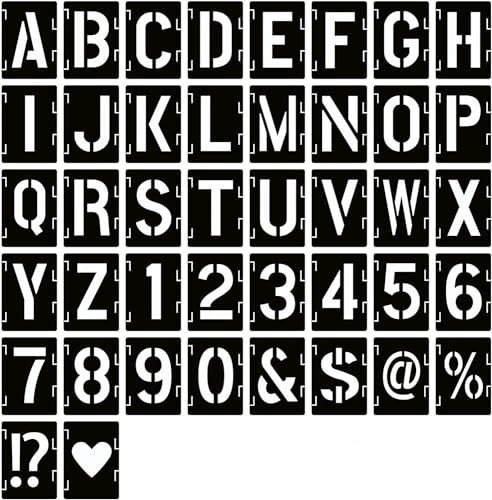 2 Inch Letter Alphabet Stencils 42 Pcs Set - Interlocking Templates for Character Combination, Perfect for Signboards, Road Signs, DIY Craft