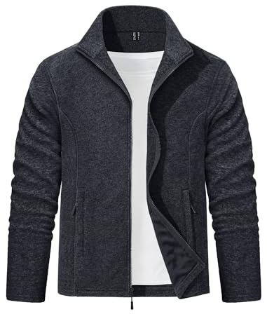 EKLENTSON Mens Fleece Jacket Full Zip Winter Lightweight Soft Warm Coat | Hiking Work Running Outdoor Casual Polar Jacket with 2 Pockets,Microfleece Soft Thermal Mid Layer Tops