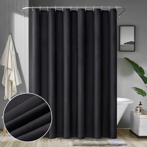 MIULEE Duschvorhang 180x210 cm Schwarz Wasserdicht Anti-schimmel | Shower Curtain Textil Waschbar Schnelltrocknend Badezimmer für Badewanne und Dusche Duschvorhänge mit 12 Duschvorhangringe