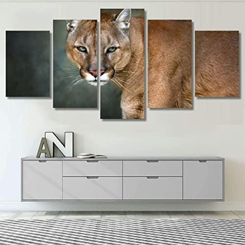 Bild Auf Leinwand - Leinwandbild - Tierischer Puma Ohne Rahmen 200 X 100 Cm - Wand Bild - Wanddeko - Leinwanddruck - Bilder - Kunstdruck - Wanddekoration - Leinwand Bilder - Wandkunst
