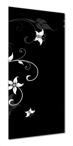 Wallario Selbstklebende Duschrückwand 90 x 200 cm mit Motiv Blumenranke in Schwarz-Weiß - Wandverkleidung Fließenersatz mit Hochglanzlaminat in Glasoptik