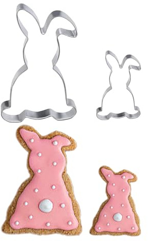 LIANRISES 2 Stück Kaninchen Plätzchenausstecher Ausstechformen Lustig Plätzchenformen Osterhase Lebkuchenmann für Hochzeit Geburtstag Geschenke Party DIY Backen Edelstahl