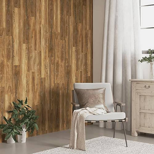 ShGaxin Panneaux muraux aspect bois PVC marron 4,12 m Panneaux décoratifs pour murs, revêtement mural, décoration de cuisine 3189148