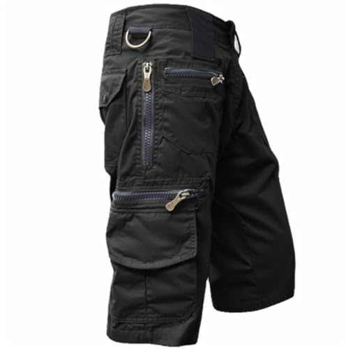 Generisch Herren Cargo Shorts 3/4 Sommer Arbeitshose Outdoor Kurz Hose Atmungsaktiv Freizeitshorts mit Taschen, S-5XL