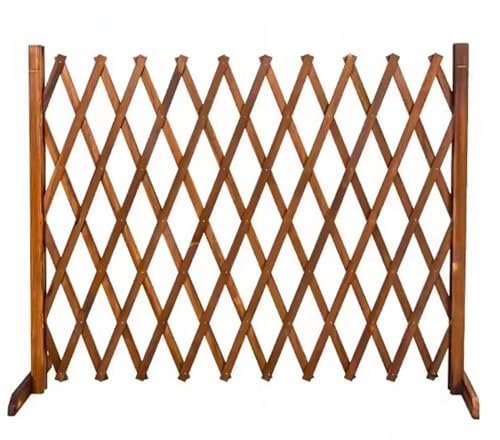DECORN 2 Stück Ausziehbarer Sofort-Gartenzaun – Freistehender Dekorativer Gartenzaun aus Holzgitter - Tierbarriere für Hunde - Einziehbarer Holzzaun für Haus, Hof, Garten,Walnut-13.8in(H)×57.1in(L)