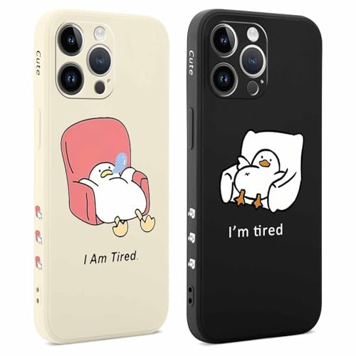 Coiwxmoi 2 st fodral för iPhone 14 Pro Max 6,7 tum, Aesthetic Design Dam Mönster Fodral, Tunn Silikon TPU Stötsäker Stötsäker Skyddshölje Fodral för iPhone 14 Pro Max, Anka