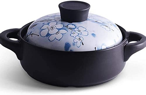 WEYFH Cazuela De Barro Olla De Terracota Cazuela De Cerámica - Cocción A Alta Temperatura, Nutrición Saludable, Ahorro De Energía, C (Azul 3.5L)