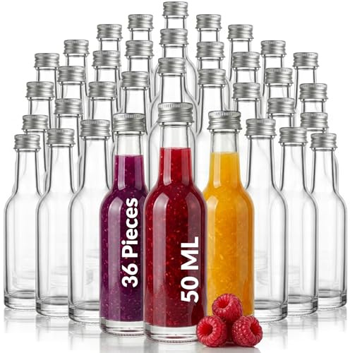 slkfactory 36 botellas pequeñas de cristal de 50 ml para licor, botellas de licor de cristal de primera clase, minibotellas (36 x 50 ml)