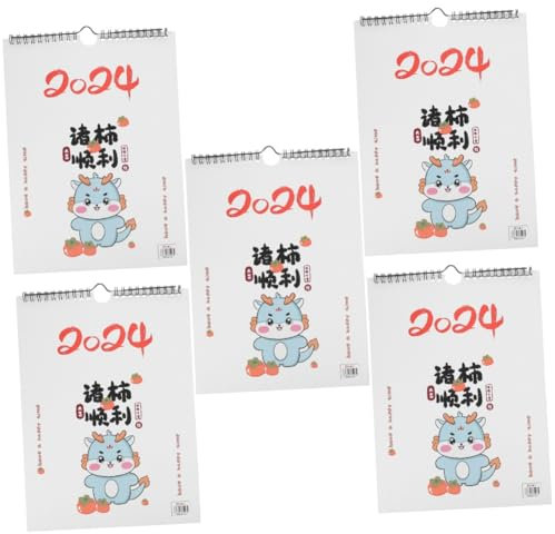 COHEALI 5 Stück Cartoon Heimkalender Wandkalender Vertikaler Kalender Hängender Monatskalender Zarter Kalender Haushalts Monatskalender Bürozubehör Abreißkalenderpapier