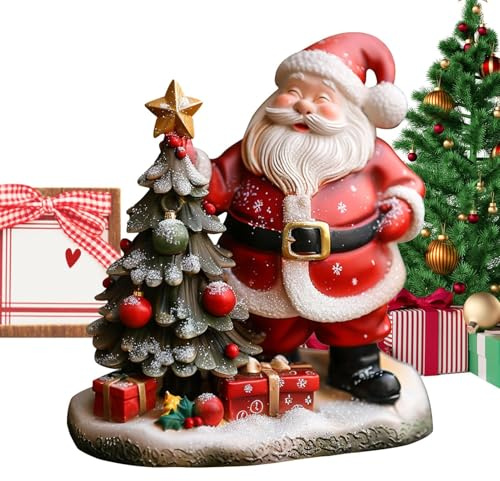demaxiyad Figurines du Père Noël,Statue du Père Noël | Sculpture Festive en résine | Figurine de Vacances décorative d'arbre de noël du père noël, pour Manteau, étagère, Table
