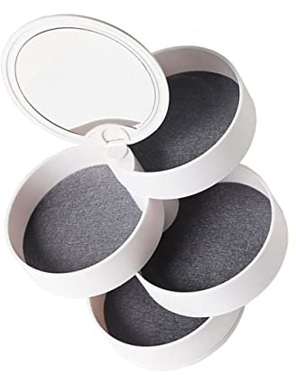 VALICLUD 1pezzi Scatola Organizer Per Gioielli Rotante Con Specchio Portagioie Multiuso Per Orecchini Bracciali e Collane Contenitore Elegante e Pratico Per Casa e Ufficio