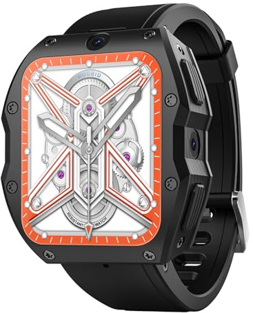 Rogbid 4G LTE Smartwatches Teléfono para Hombre Llamadas y Textos Retroceso Dual Cámaras 13MP + 5MP Todo Cerámica Smartwatch con Ranura para Tarjeta SIM GPS Frecuencia Cardíaca y Oxígeno en la sangre