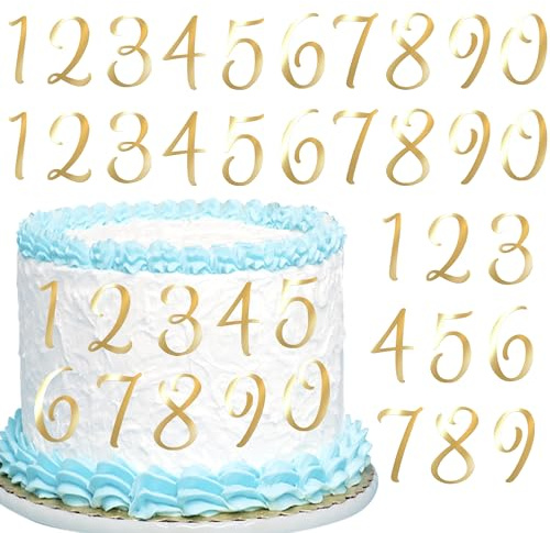 10 Stück Acryl Zahl Tortendeko 0-9 Gespiegelt Kuchen Deko Gespiegelte Acryl Zahlen Geburtstag Kuchendekorationen für Baby Dusche Hochzeit Geburtstag Jahrestag Party Kuchen Dekorationen Gold