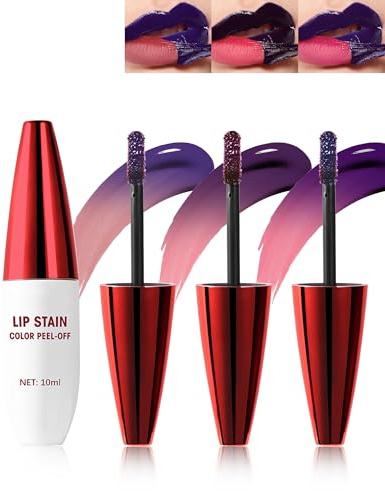 Lip Tint Stain Peel Off Set-3 Farben Matte Lipgloss,Langlebiger für Frauen