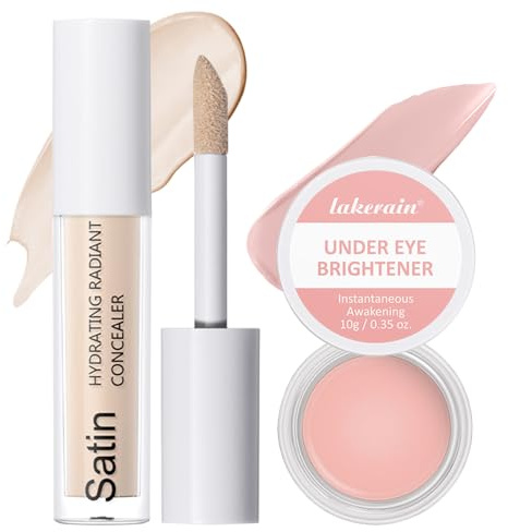2 Pièces Anti-cernes Fluide+Correcteur Sous Les Yeux,Ensemble de Correcteur,Correcteur Cernes,Professional Makeup Sous les yeux, le Correcteur s'éclaircit, Cache, Hydratant et Contrôle de l'huile