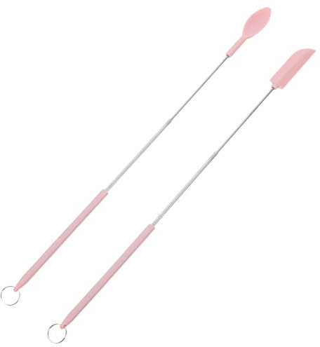 MAGICLULU 2-Piece Mini Telescopic Silicone Spatula Set Small Kitchen Jar Scoops Heat Resistant Baking Tools for Cooking and Mixing