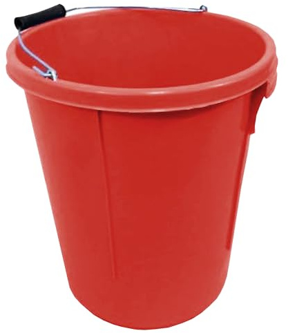 Red Plasterer Bucket Heavy Duty Plasterers Bucket for Mixing Building Plaster and Holding Water - 25 Litre