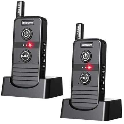 PANDAAR Intercoms Wireless for Home, 4900ft Range IP44 Waterproof 1-16 Channel, Wireless Intercom System for House Business Office Hospital Hotel Factory (2 Packs, Black)
