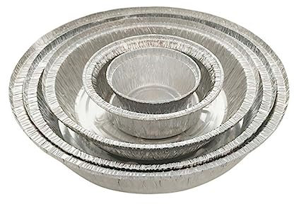 LABRIMP 50pezzi Ciotole Di Stagnola Usa e Getta Da Teglie Rotonde in Alluminio Per Barbecue Torte e Dolcetti Fatti in Casa Resistente Alle Alte Temperature Impilabile