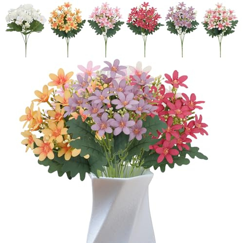 MIYUANGKJ 6 bundle of art flowers flower bouquet UV-resistant silk flower fake flower balcony plants like real artificial flowers for room table balcony garden outside