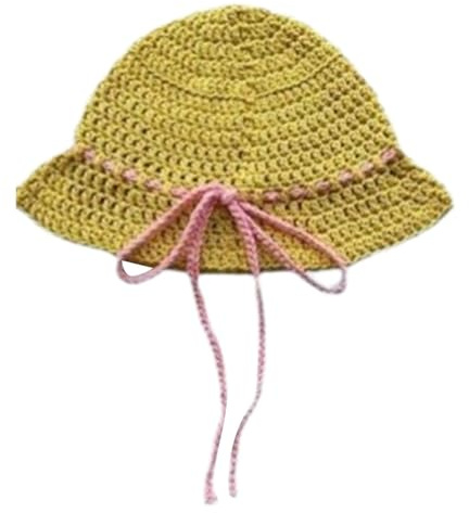 Chapeau cloche élégant et coloré fait à la main pour femme - Chapeau simple en tricot pour femme, jaune citron, Taille unique