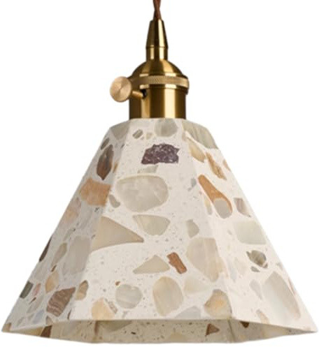 ESIYUVO Lampada a Sospensione in Stile Wabi-Sabi retrò Apparecchi di Illuminazione a Sospensione in Pietra Trasparente Lampada a Sospensione Affusolata in travertino Naturale Tavolo da Pranzo, s
