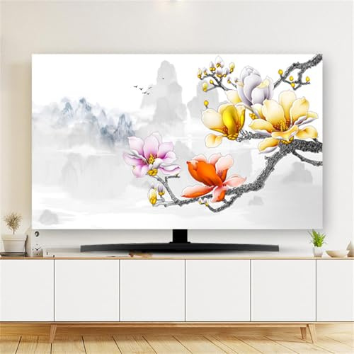 HSTANGKY Funda Antipolvo Universal Para Televisores 32-80 Pulgadas Con Diseño Floral En 3D Protector Pantalla LCD/LED Elástico Primera Calidad Para Televisores Planos/curvos-flower||40-43inch