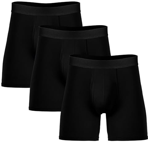 DiULi 3PCS Boxer Homme Bambou, culotte Homme Anti-Friction, Sous-Vêtements Homm e Ultra Doux, Longue Jambe Anti-Friction et Respirants avec Ouverture Devant, sans Étiquettes
