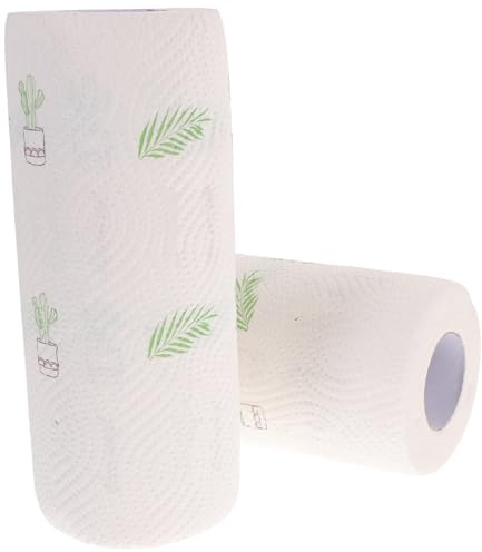 Pezzi di Carta Assorbente da Cucina 55 Fogli, 2 Pezzi, Pasta di Legno | Bianco, Stampa Motivi Eleganti, Uso Domestico, Strappo Facile, Pulizia Affidabile