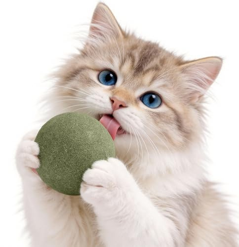 Petinstinct 3.15 Inches Giant Catnip Ball, Lickable Cat Nip Ball, Interactive Cat Balls for Bored Adult Cats Indoor, Jumbo Kitty Teeth Cleaning Chew Dental Toy