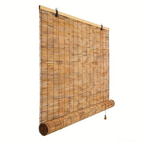Persiana Enrollable de Bambú para Exterior 110 80 50 140 160 130 40 100 cm, Opaca 70% de Opacidad, para el Hogar, Resistente al Agua, para Patio Balcón Cenador Terraza Jardín(W100cm x H200cm)