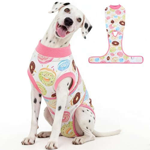 Kuoser Body per cani dopo intervento chirurgico per femmina, in materiale traspirante con chiusura in velcro, body post-operatorio per cani castrazione maschio regolabile, body per gatti e cani dopo