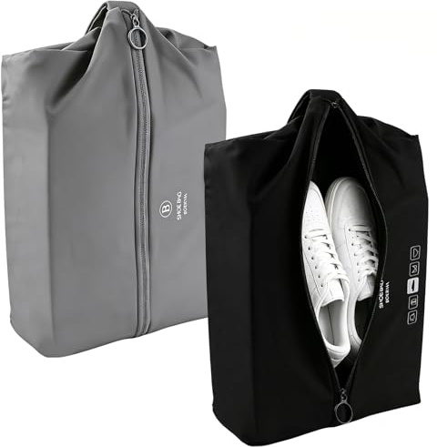 2Pcs Schuhbeutel Reise mit Tragegriff,Geruchsdicht Wasserdicht Schuhtasche | mit ReißverschlussTragegriff, Schuhsack Reise Organizer,für Trennung von Schuhen Kleidung Reisezubehör (32×22×10 cm)