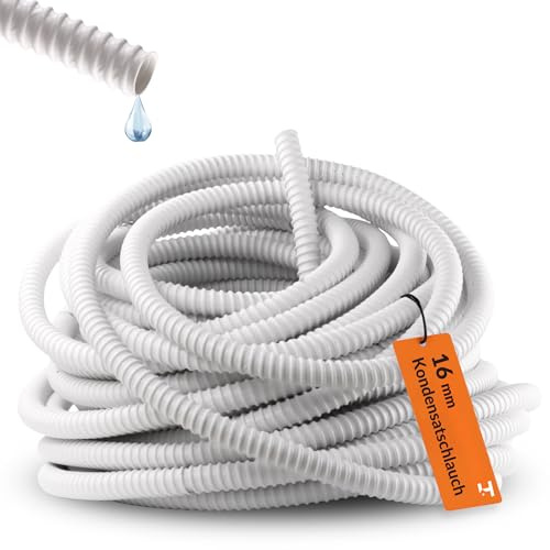HausHeld® Tuyau d’évacuation de condensats Ø 16 mm x 4 m en PVC flexible pour climatisation split, anti-torsion, résistant aux UV