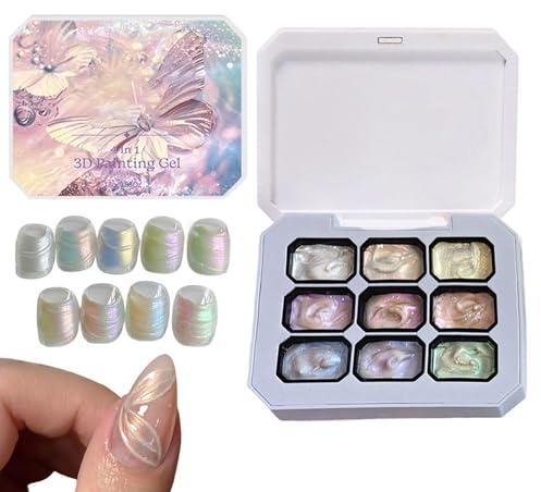 Gel de peinture pour ongles palette d'art de manucure avec 9 couleurs | Palette de vernis à peindre Kit de manucure débutant, femme, fille, maison, , salon, spa