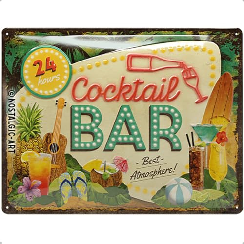 Nostalgic-Art Retro Blechschild, 30 x 40 cm, Cocktail Bar | aus Metall, Vintage Design, Blechschilder Sprüche, Geschenk-Idee für die Hausbar