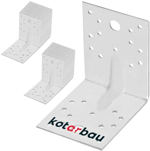 KOTARBAU® Winkelverbinder 100x100x80 mm, Winkel Metall mit Sicke, 25er Set | Schwerlastwinkel für Holzbalken, Metallwinkel 90 Grad, Balkenverbinder, Holzverbinder, Stahlwinkel verzinkt, Silber