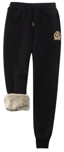 Snoly Women's Warm Sherp-Lined Sweatpants Winter Running Active Thermal Fleece Jogger Pants (Black, Large)