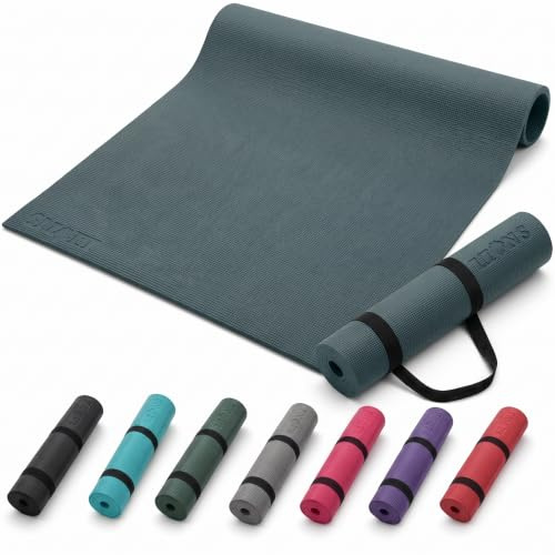 Lions Classic Pro Yoga Mat PVC Eco Friendly Non Slip Fitness Exercise Mat with Carrying Strap-Workout Mat for Yoga, Pilates and Gymnastics (Green, 6mm)