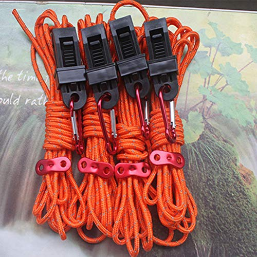 Egurs Reflektierend Abspannseile Seil Paracord 20 Meter Ø 5mm Abspannleine Zeltschnur mit Spanner Einsteller,Karabinerhaken und rutschfeste Schnalle Nylonschnur Leuchtend Guy Zeltleine