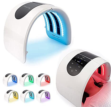 foreverLily LED-Gesichtsmasken-Lichttherapie, 7 Farben PDT Gesichtspflegemaske Photonentherapie-Gesichtsmaske zur Hautverjüngung Gesichtspflegegerät für Anti-Aging Faltenentfernung Hautstraffung