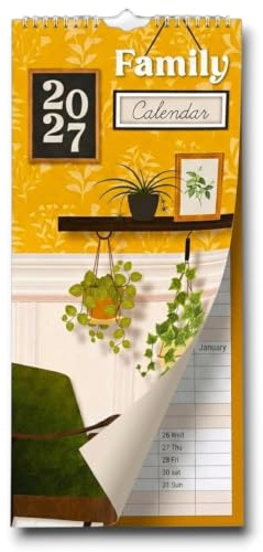 PSO 2027 Family Organiser Calendar – 5 Column Month to View Hanging Wall Planner, Long Format for Home & Kitchen (Home)