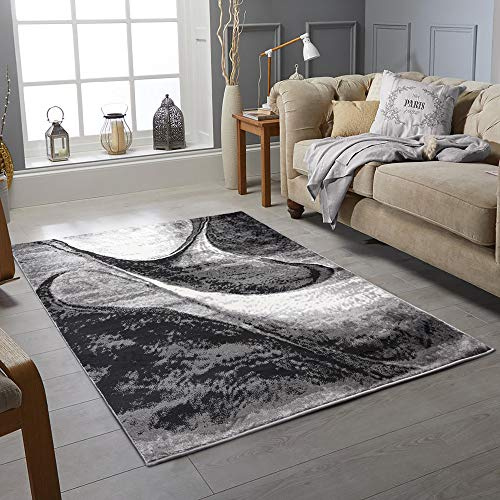 Rugs City Modern Rugs Living Room Bedroom Extra Large Small Medium Rectangular Size Soft Touch Thick Pile Black/Grey/Charcoal/Silver Kitchen Area Rugs Non Shedding (160 X 230 CM, COCTAIL BLACK)