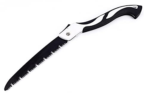 Folding Hand Saw Grinding Teeth on Three Sides Pruning Saw Curved Handle Jab Saw for Camping Hiking Survival Gardening Agriculture