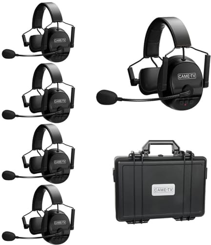 Came-TV Kuminik8 Wireless Intercom Headset System with Noise Cancellation, 1500ft Team Communication Group Talk, Zero Delay Mute Function Single-Ear Headset Film Production Stage Sport Event 5 Users