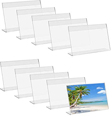 Honatrv 10 Stück L-Ständer Schreibtisch Aufsteller, A6 din Ständer, 15 x 10 cm, A6 Thekenaufsteller aus Acryl, Tischaufsteller im Querformat